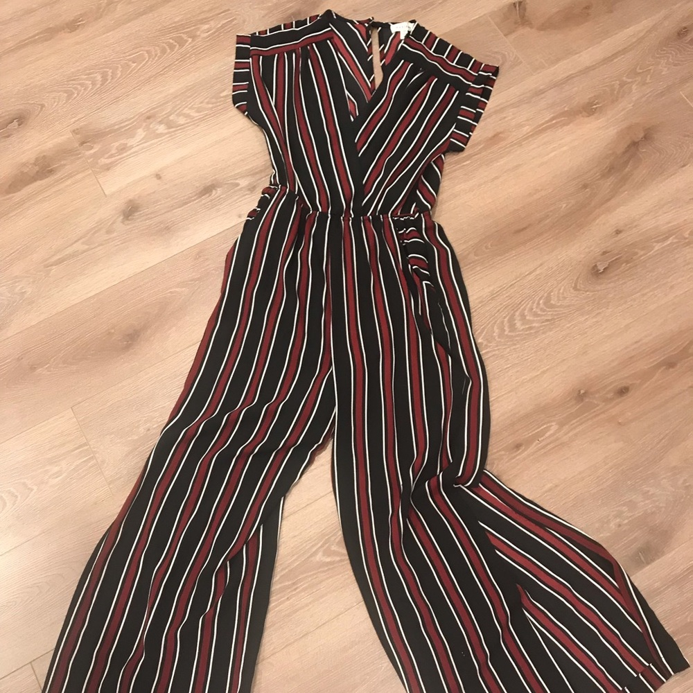 Striped Romper with Wide Leg